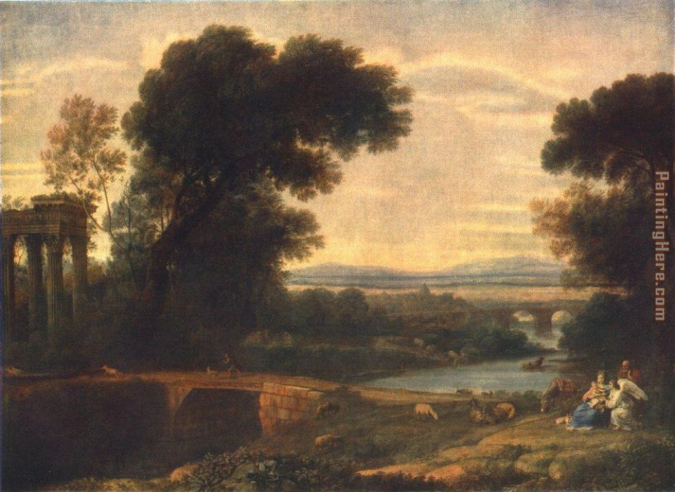 Landscape with the Rest on the Flight into Egypt painting - Claude Lorrain Landscape with the Rest on the Flight into Egypt art painting